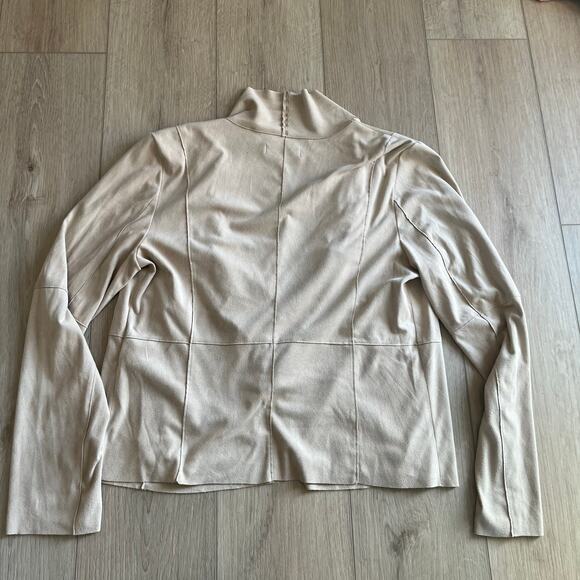 Bagatelle Women's Faux Suede Drape Front Jacket - Sand Size L - Picture 3 of 8